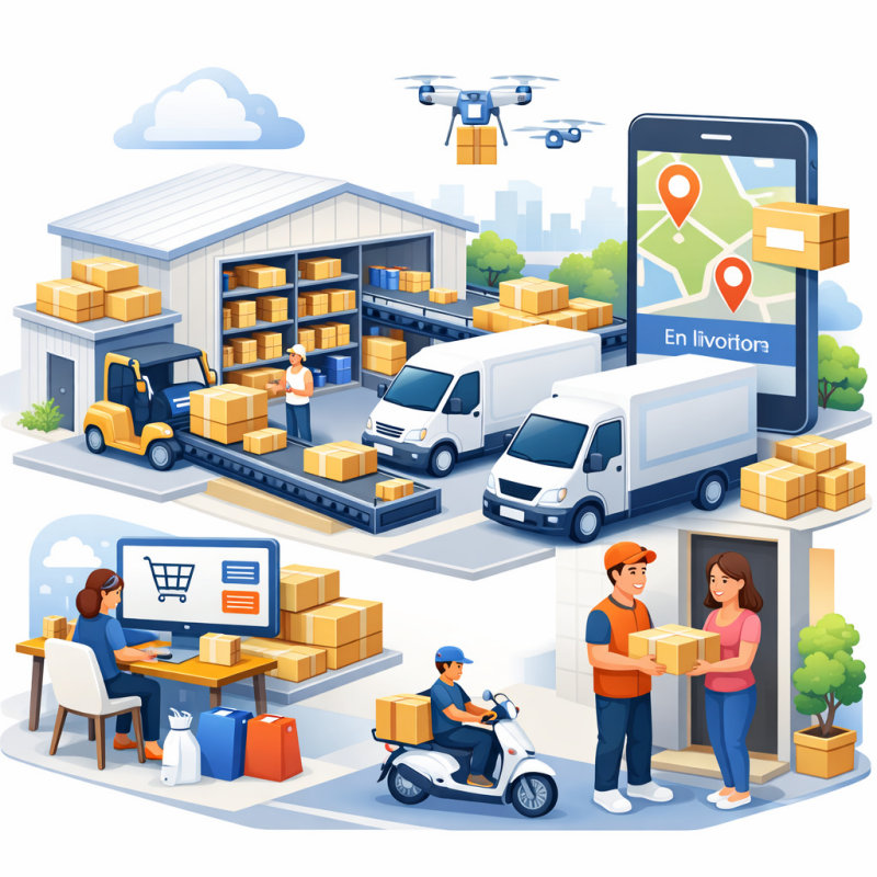 Cha�ne logistique e-commerce : entrep�t, pr�paration des commandes, exp�dition et livraison